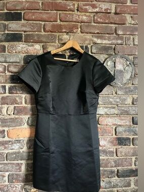 J CREW Collection A-line mini dress in duchesse satin in black- NWT